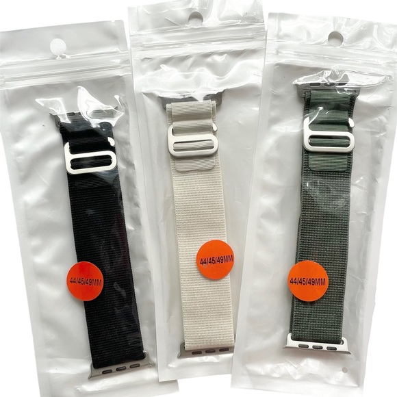 NEW 3 Alpine Loop Band Apple Watch ULTRA 49mm Starlight Olive Black NWT - Picture 1 of 11